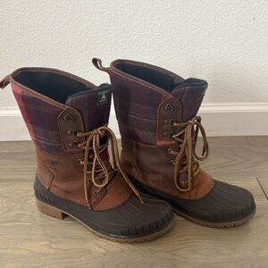 Kamik Brown and Plaid Lace-Up Winter Boots